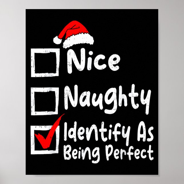Nice Naughty Perfect Funny Christmas List Family M Poster (Vorne)