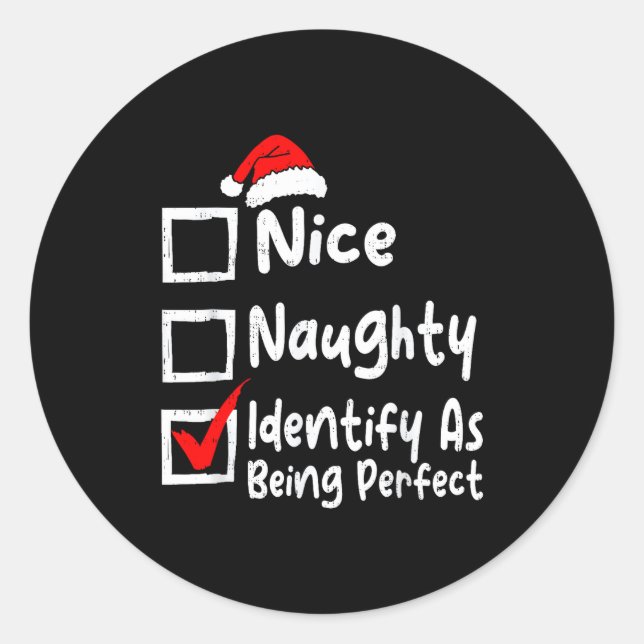 Nice Naughty Perfect Funny Christmas List Family M Runder Aufkleber (Vorderseite)