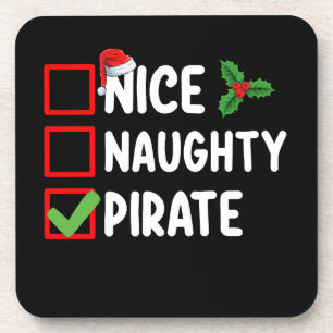 Nice Naughty Pirate Familie Matching Weihnachtslis Getränkeuntersetzer