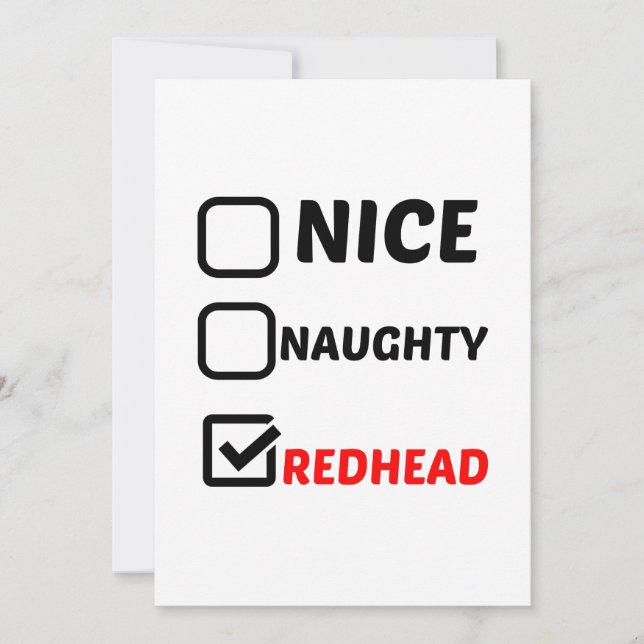 NICE NAUGHTY REDHEAD DANKESKARTE (Vorderseite)