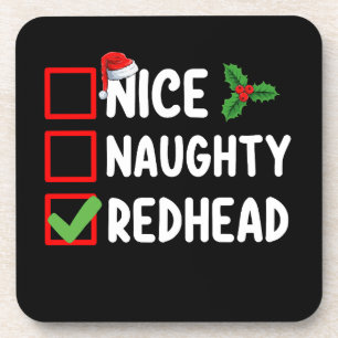 Nice Naughty Redhead Familie Matching Christmas Li Getränkeuntersetzer