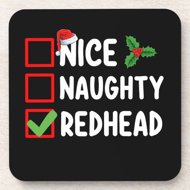 Nice Naughty Redhead Familie Matching Christmas Li Getränkeuntersetzer (Vorderseite)