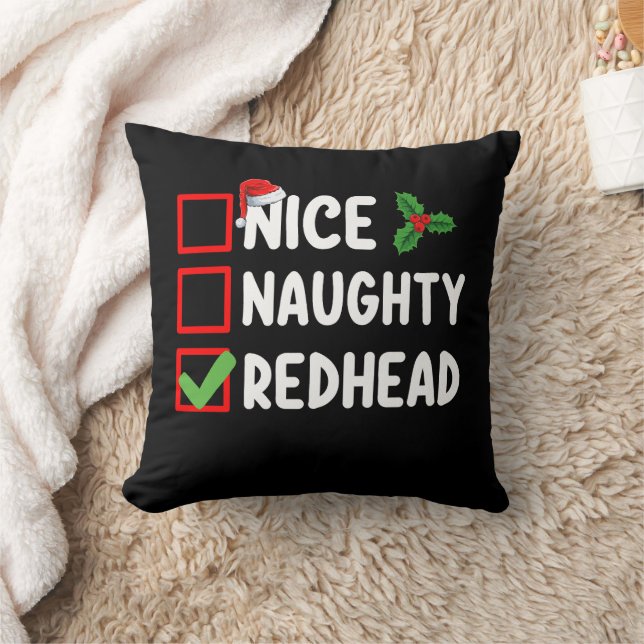 Nice Naughty Redhead Familie Matching Christmas Li Kissen (Decke)