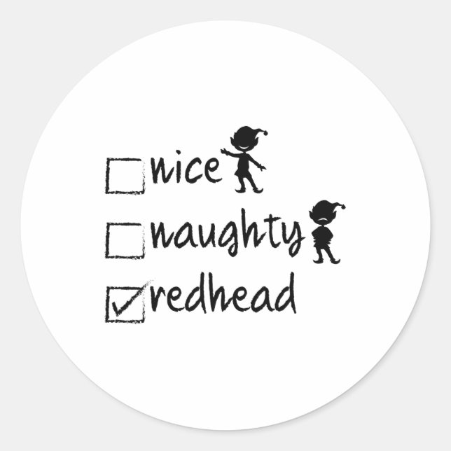 Nice Naughty Redhead - Xmas Geschenk Idee Funny Ch Runder Aufkleber (Vorderseite)