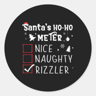 Nice Naughty Rizzler Weihnachtsliste Xmas Rizz San Runder Aufkleber