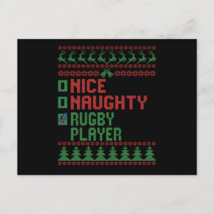 Nice Naughty Rugby Player Funny Christmas Geschenk Postkarte