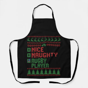 Nice Naughty Rugby Player Funny Christmas Geschenk Schürze