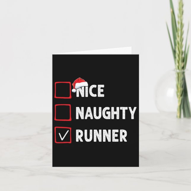 Nice Naughty Runner Running Womens Mens Funny Chri Karte (Vorderseite)