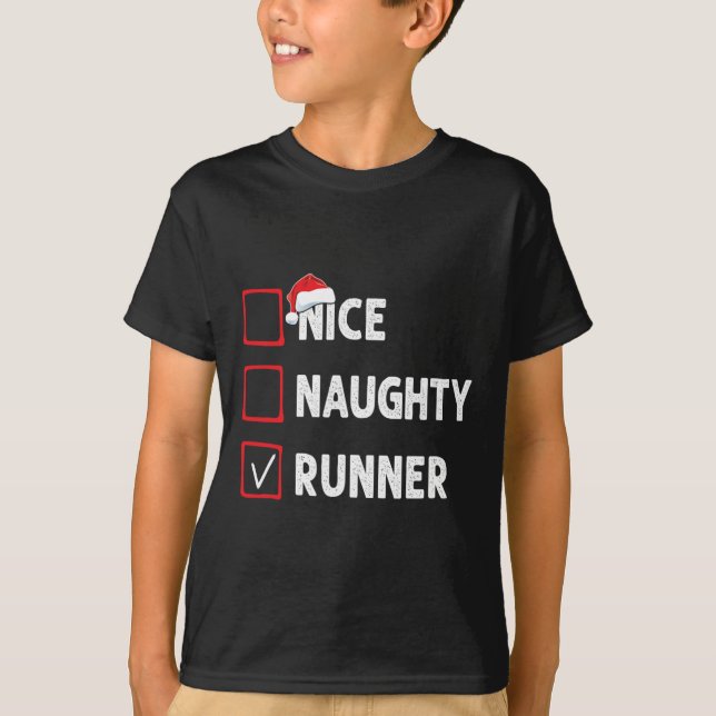 Nice Naughty Runner Running Womens Mens Funny Chri T-Shirt (Vorderseite)