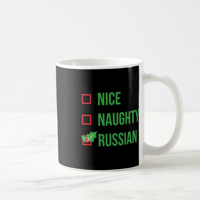 Nice Naughty Russisch Funny Uggli Weihnachten Kaffeetasse (Rechts)