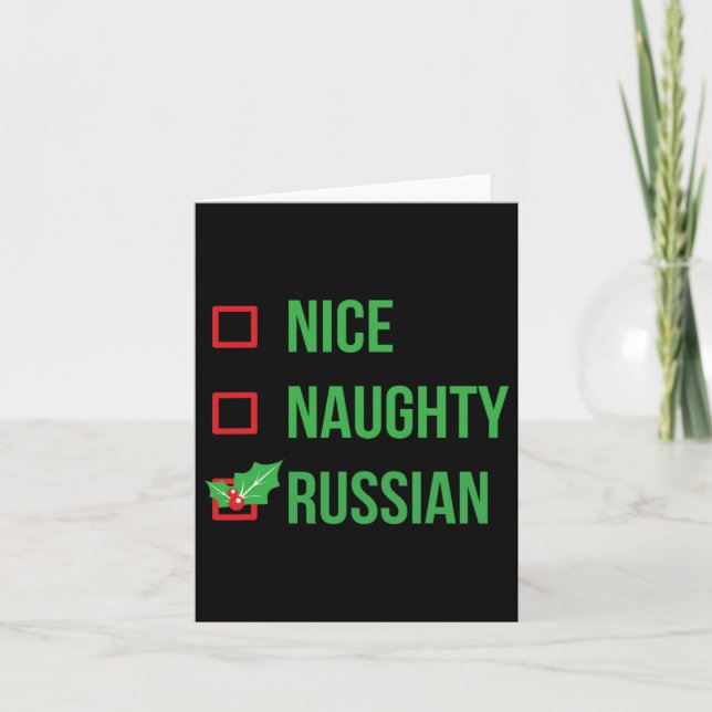 Nice Naughty Russisch Funny Uggli Weihnachten Karte (Vorderseite)