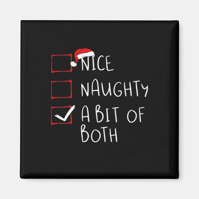 Nice Naughty Santa Hat Humor Vibe  Magnet (Vorne)