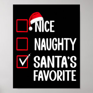 Nice Naughty Santa's Lieblings-Weihnachtsliste San Poster