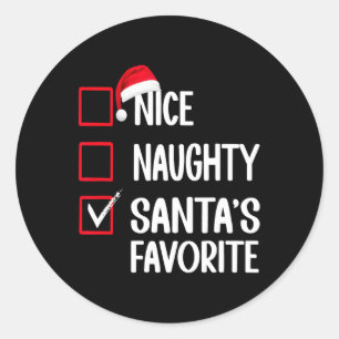 Nice Naughty Santa's Lieblings-Weihnachtsliste San Runder Aufkleber