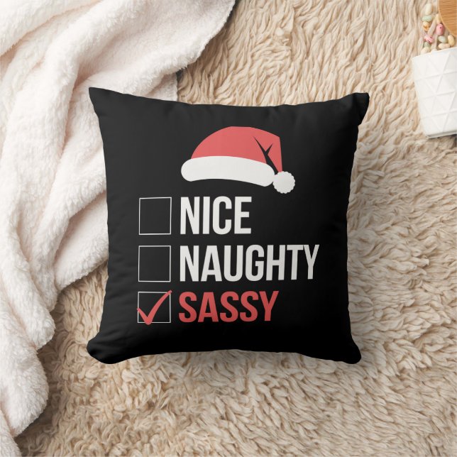 Nice Naughty Sassy Weihnachtsliste Kissen (Decke)