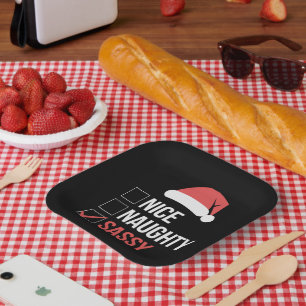 Nice Naughty Sassy Weihnachtsliste Pappteller