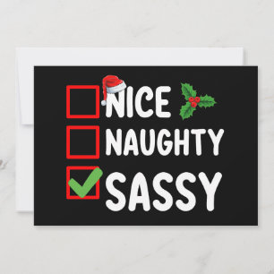 Nice Naughty Sassy Weihnachtsliste Weihnachten Wei Einladung