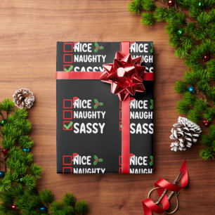 Nice Naughty Sassy Weihnachtsliste Weihnachten Wei Geschenkpapier