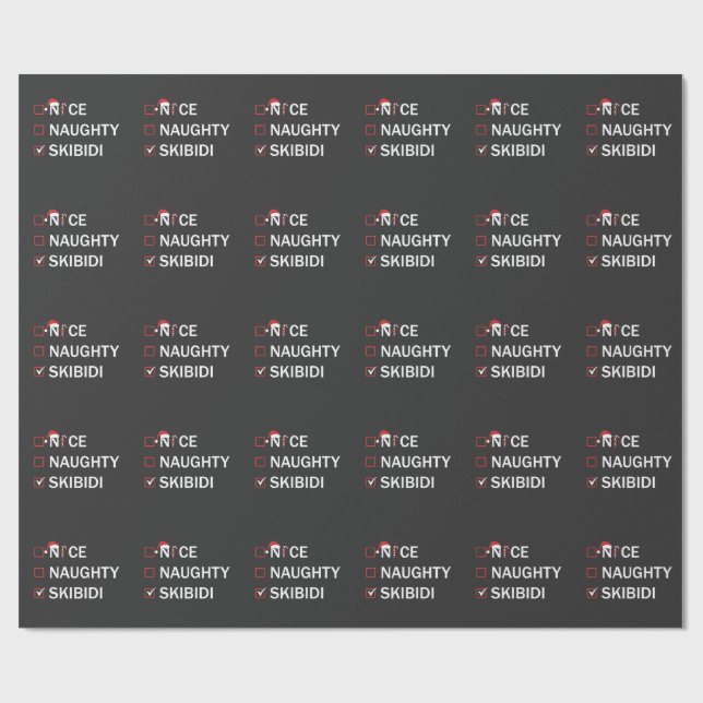 Nice Naughty Skibidi Funny Christmas Gen Alpha  Geschenkpapier (Flach)