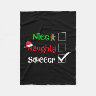 Nice Naughty Soccer Football Santa Christmas Pyjam Fleecedecke