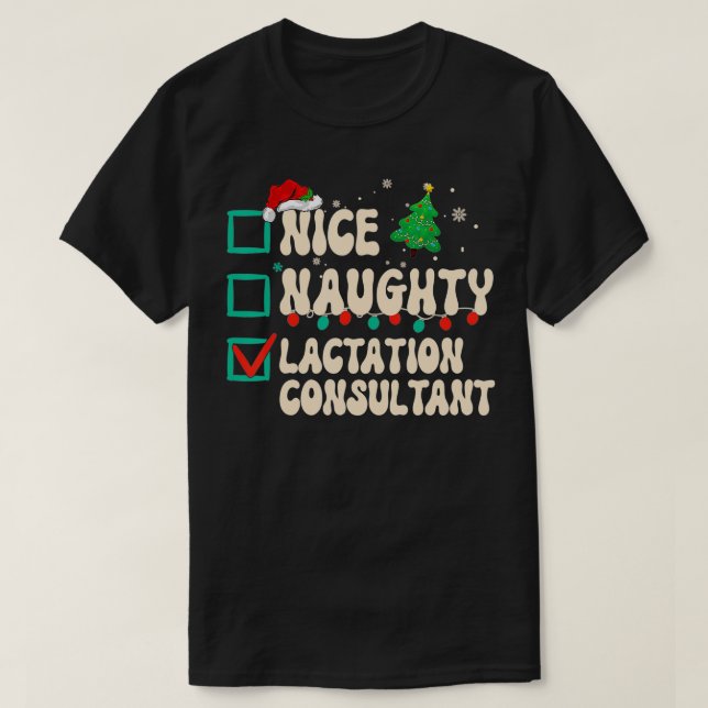 Nice Naughty Stillhalteberater Xmas List Santa T-Shirt (Design vorne)