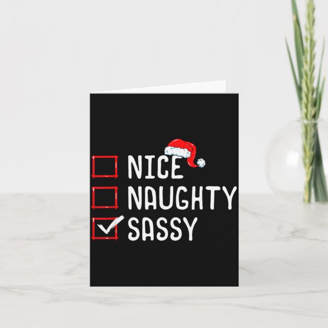 Nice Naughty Sy Christmas List  Karte (Vorderseite)