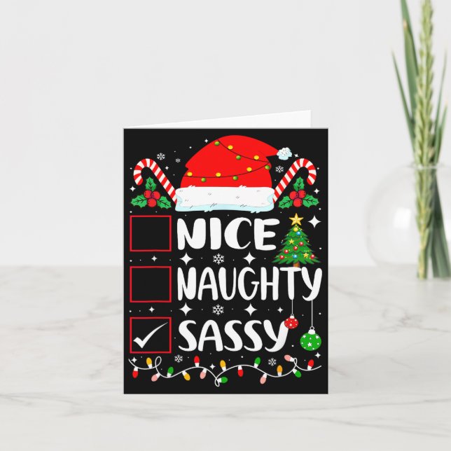 Nice Naughty Sy Christmas List  Karte (Vorderseite)