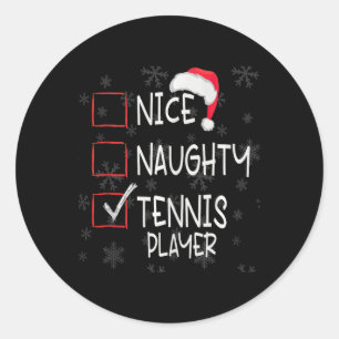 Nice Naughty Tennis Player List Weihnachten Weihna Runder Aufkleber