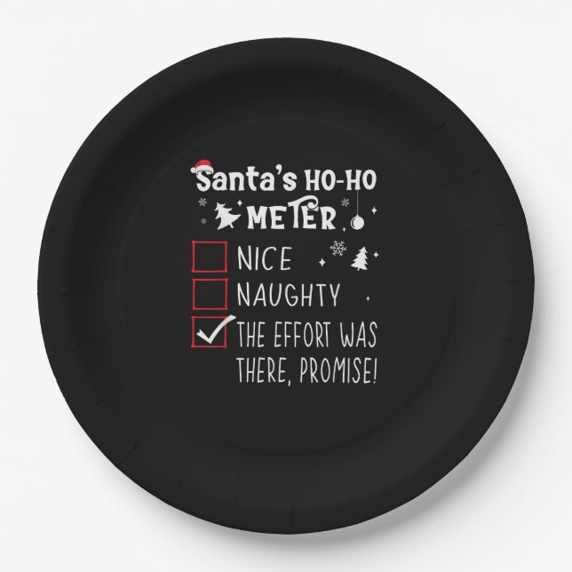 Nice Naughty The Was There Promise Christmas  Pappteller (Vorderseite)