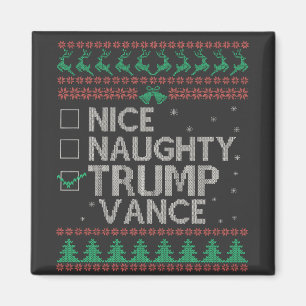 Nice Naughty Trump Vance Wahl Ugly Sweater Magnet