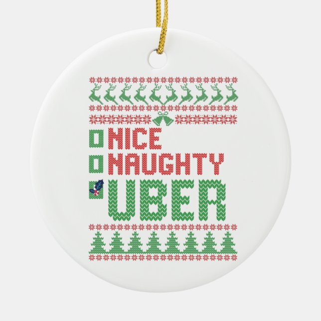 Nice Naughty Uber Funny Christmas Matching Geschen Keramik Ornament (Vorne)