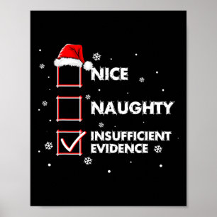 Nice Naughty Ungenügend Beweise Shirt Santa Chr Poster