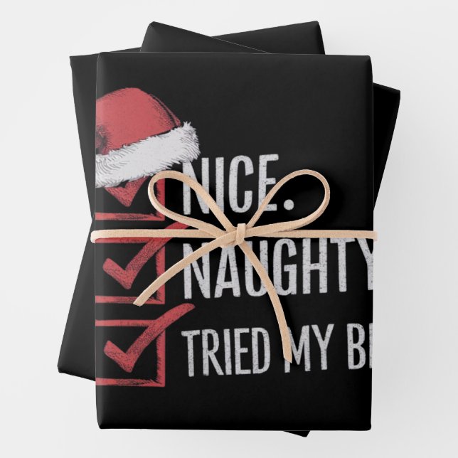 Nice Naughty versuchte meine besten Weihnachtslist Geschenkpapier Set (Beispiel)