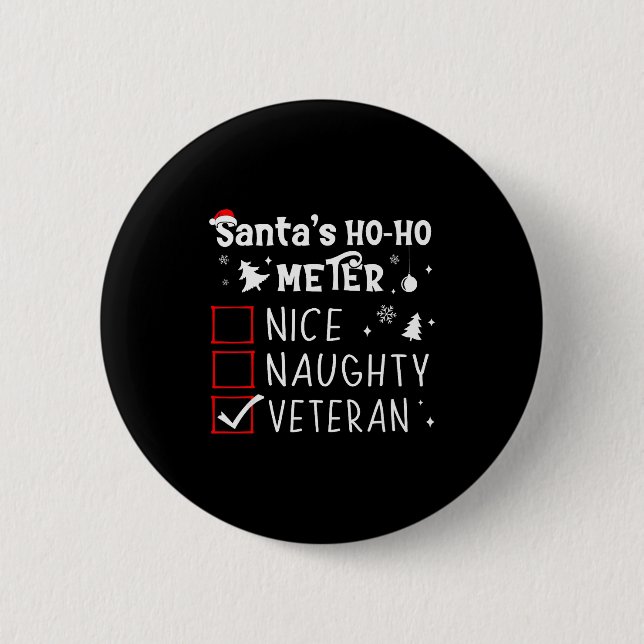 Nice Naughty Veteran Christmas List Santa Military Button (Vorderseite)
