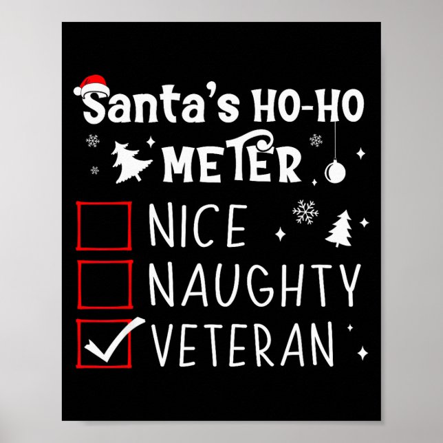 Nice Naughty Veteran Christmas List Santa Military Poster (Vorne)