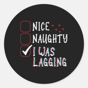Nice Naughty Videos Spiele Gamer Fun Lag Weihnacht Runder Aufkleber