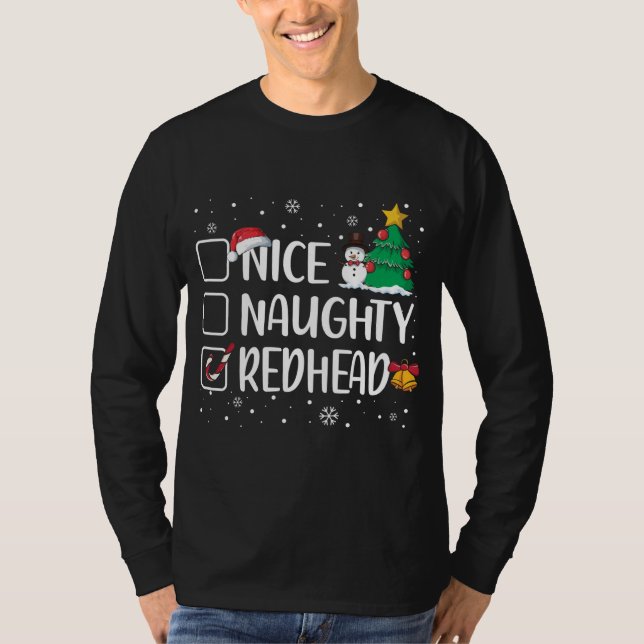 Nice or Naughhead Funny Funny Christmas Pajama Xma T-Shirt (Vorderseite)