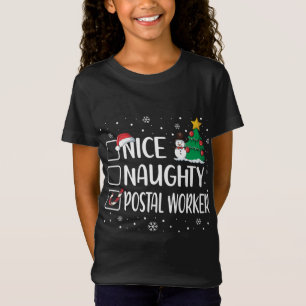 Nice or Naughty Postal Worker Funny Christmas Paja T-Shirt