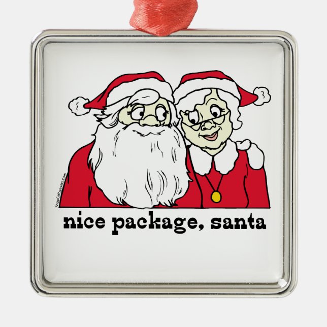 Nice Package Santa Claus Silbernes Ornament (Vorne)