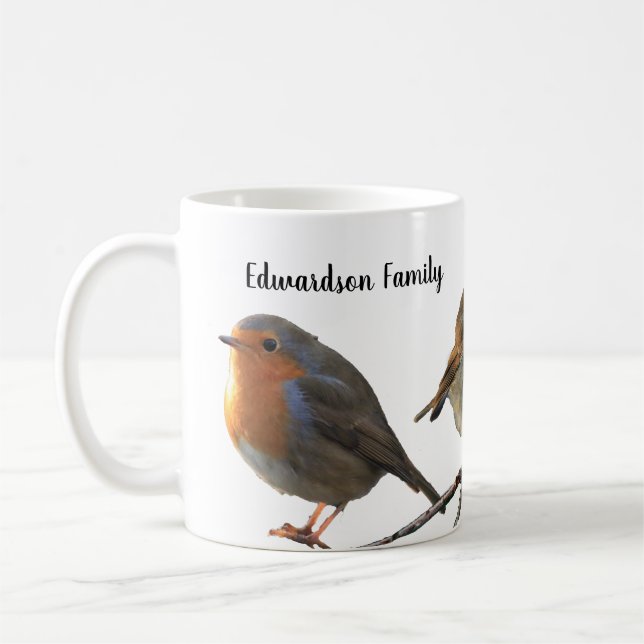 Nice Robin Vögel Rote Brüste Familienname Kaffeetasse (Links)