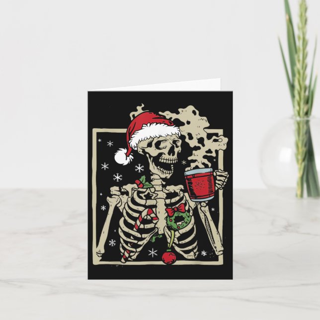 Nice Skeleton Weihnachtsmannmütze Weihnachten Karte (Vorderseite)