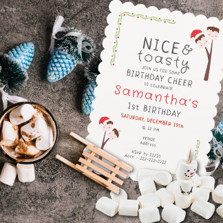 Nice S'mores Marshmallows Kids Xmas Birthday Party Einladung