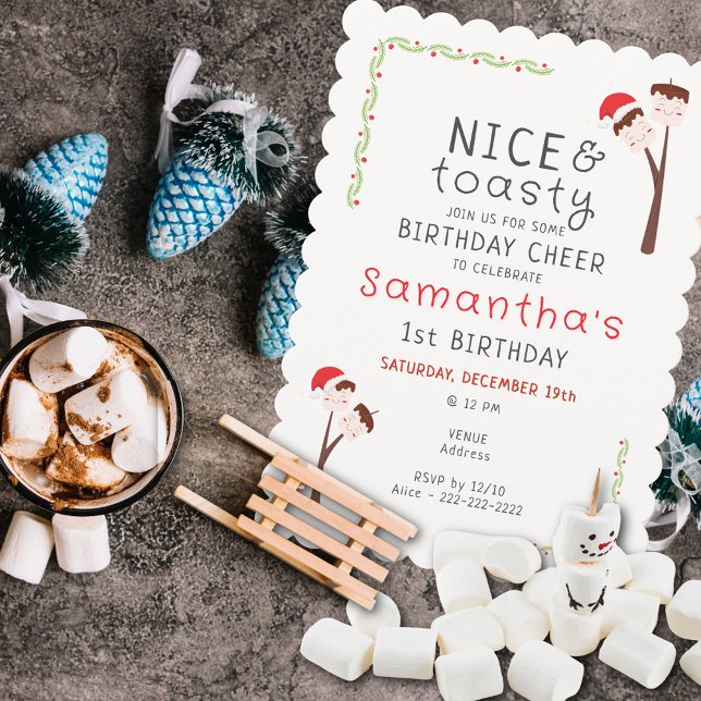 Nice S'mores Marshmallows Kids Xmas Birthday Party Einladung (Nice S'mores Marshmallows Kids Xmas Birthday Party Invite backyard bonfire s'more fun with friends)