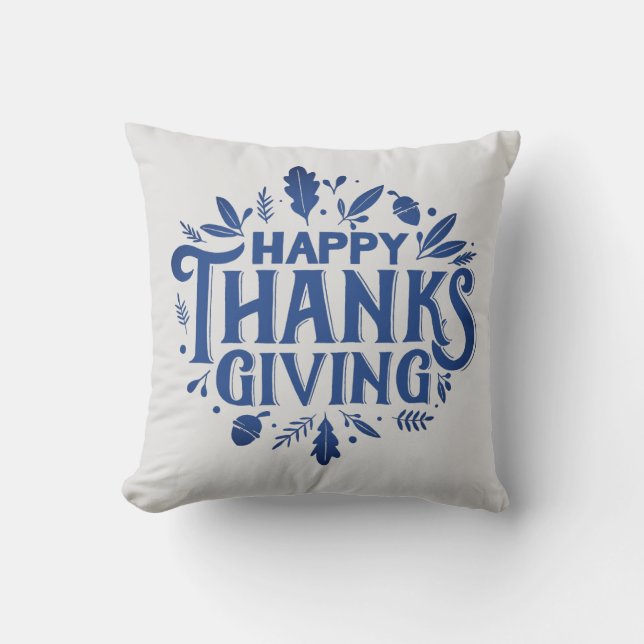 Nice text Happy Thanksgiving mit Blätter Herbst Th Kissen (Vorderseite)