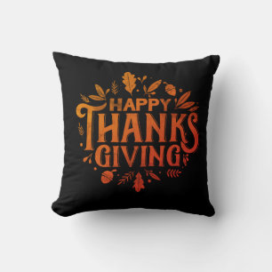 Nice text Happy Thanksgiving mit Blätter Herbst Th Kissen