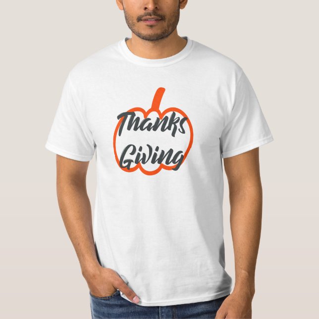 Nice Text Happy Thanksgiving mit Niedlichen Pumpki T-Shirt (Vorderseite)