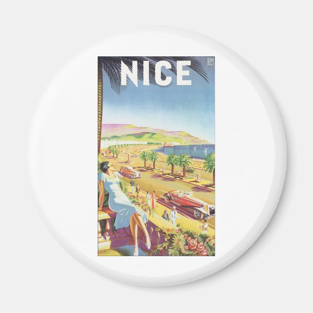 NICE Vintage Travel Poster Magnet (Vorne)