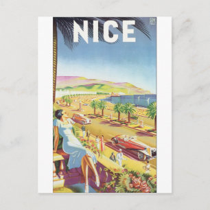 NICE Vintage Travel Poster Postkarte