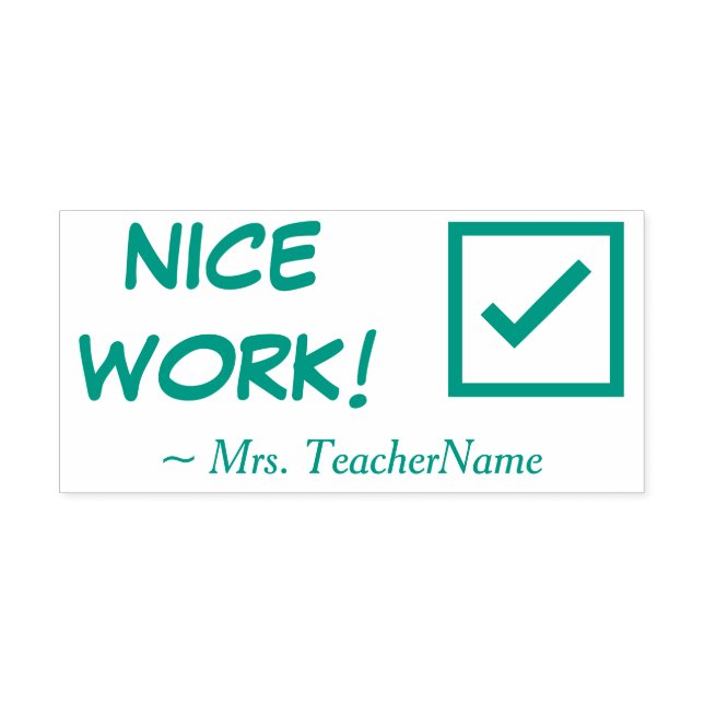 "NICE WORK!" + Instructor Name Gummi Briefmarke Permastempel (Design)