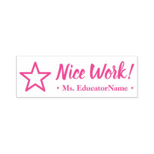 "Nice work!" + Name des Instrukteurs Gummi Briefma Permastempel
